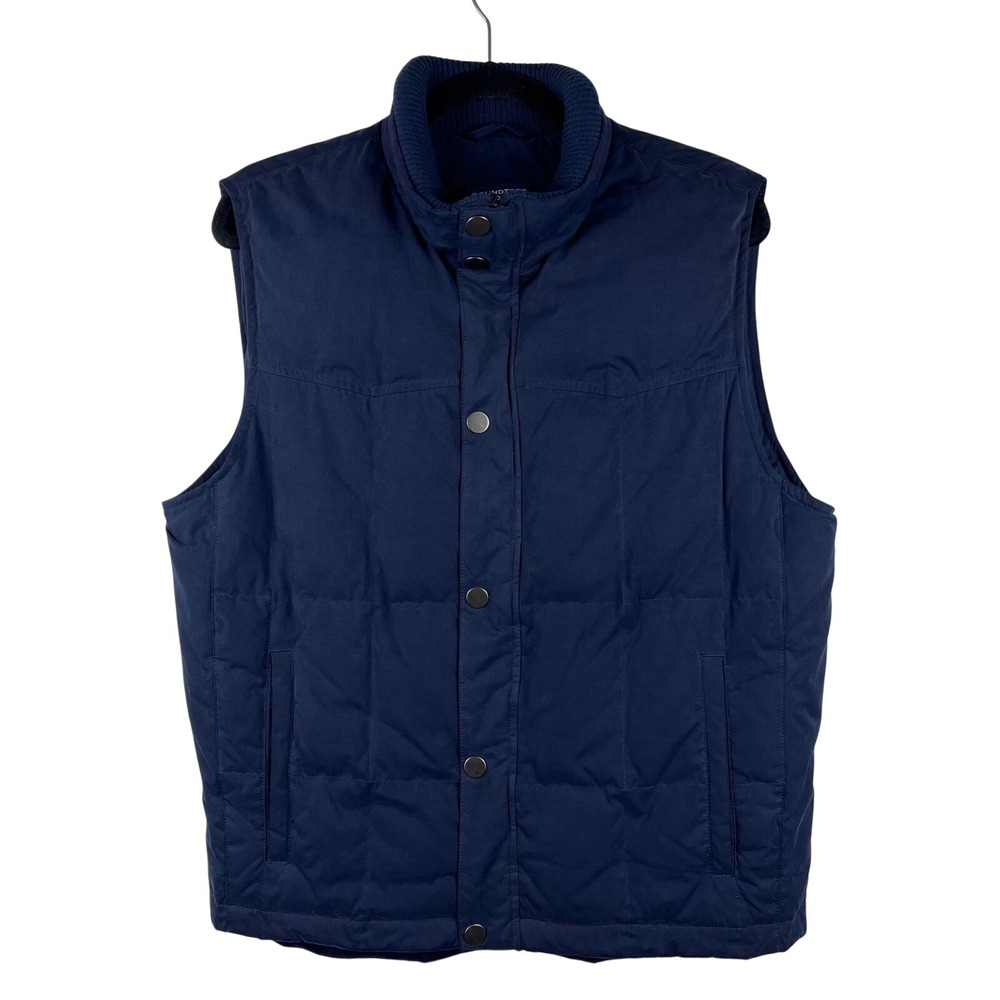 Roundtree & Yorke Outdoors Navy Puffer Vest Men's Medium Quilted Snap Zip